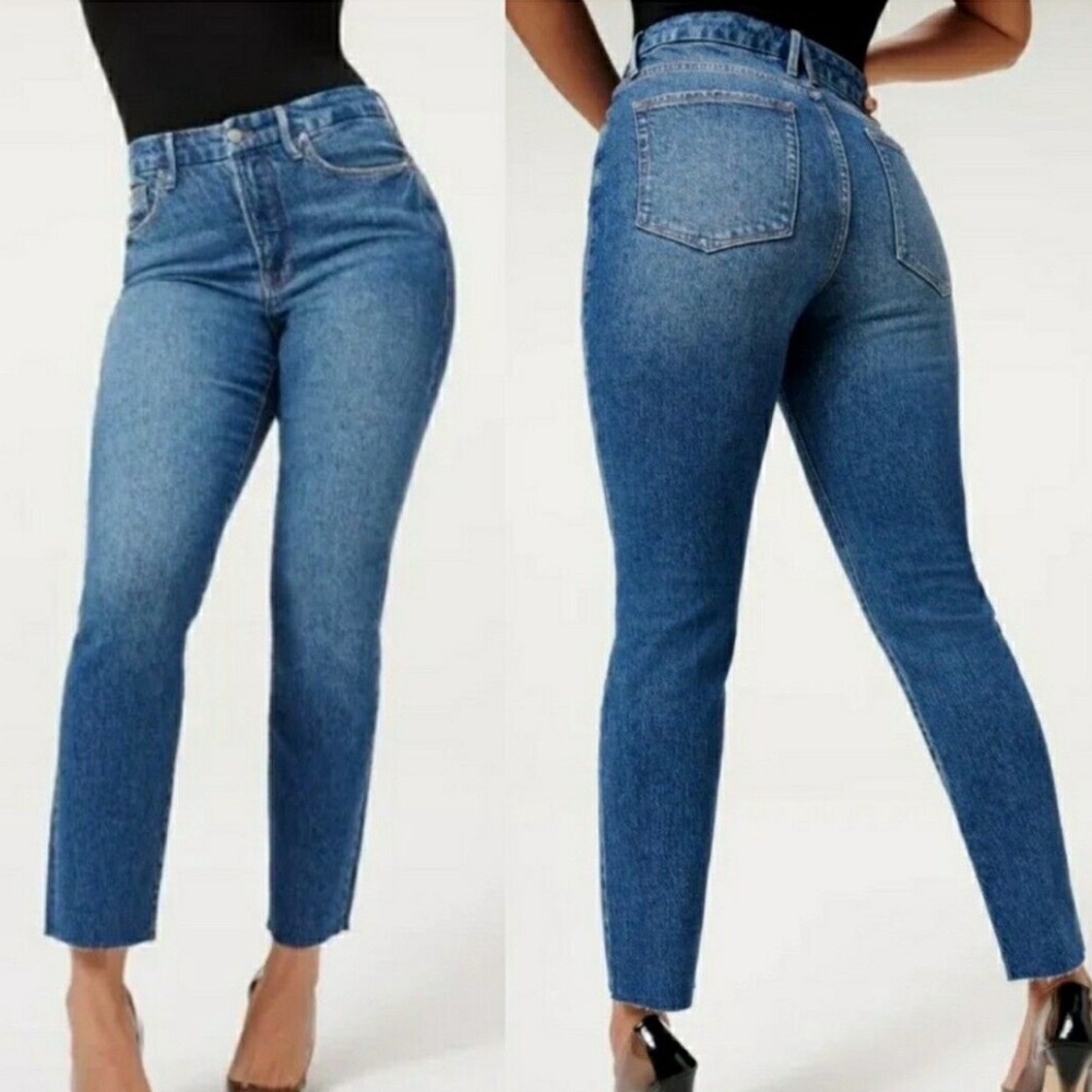 Good American Good Classic Raw Hem Jeans Size 6/28